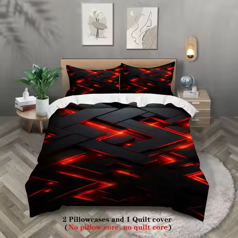 Cyberpunk Bedding Set Technological Sense Color Visual Art Duvet Cover With 2 Pillowcases Single Twi