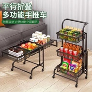 Trolley Storage Rack Floor Multi-Tier Movable Storage Rack Rotating Trolley Kitchen Parallel Folding Racks