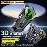 C50 Motorcycle Helmet Intercom Bluetooth 5.3 Headset Waterproof 300m Intercomunicador Speaker Wirele