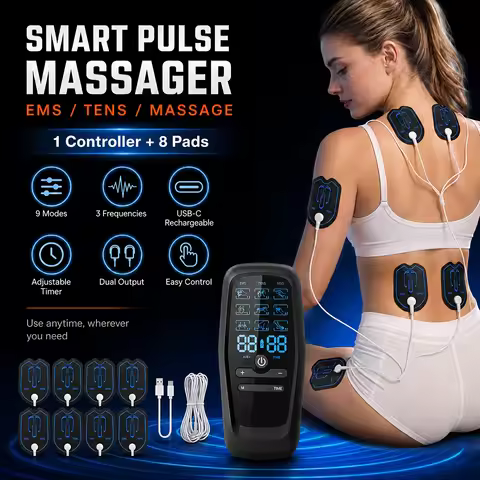 TENS Unit Muscle Stimulator, Rechargeable Dual Channel TENS EMS Machine, Back Neck Shoulder Leg
