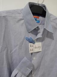 良品衣店--- G2000 扣領 Smart Fit  速乾機能藍細格紋長袖襯衫 15號1/2  30