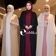 Meqa Abaya Cardigan Outerwear by Eldika | Freesize | Gardenia Silk With Lace | Kain Sejuk Flowy | Ou