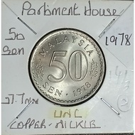 ( Syiling ) 50 Sen 1978 ( UNC ) Malaysia Parliament House
