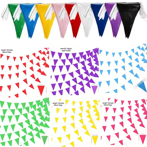 1/2/4/6Pcs 10M Pennant Banner Flags Red Blue Green White String Triangle Bunting Flags Carnival Birt