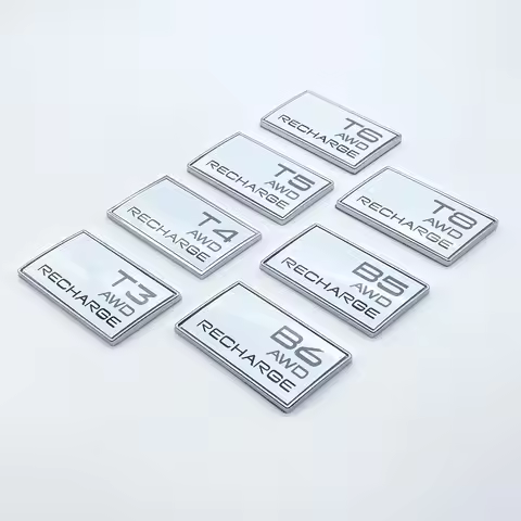 Chrome Silver T3 T4 T5 T6 T8 B5 B6 AWD Recharge Label Letters Emblem For XC40 XC60 XC90 S60 S80 S90 