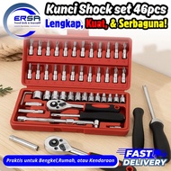 SHOCK WRENCH 1 SET 46 PCS SOCKET SCREWDRIVER SET 46 PCS + SHOCK WRENCH SET 1/ 4 SOCKET Socket Wrench