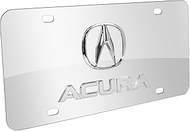 Au-Tomotive Gold, INC. Acura 3D Logo and Nameplate Chrome Stainless Steel License Plate,12"x6"