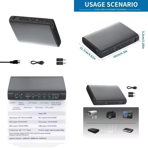 F62C 5V 9V 12V UPS Backup Power Supply Adapter 5.5x2.1mm Output for Wireless Routers