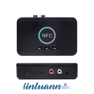 Jinl NFC ไร้สายรองรับบลูทูธ5.0,เครื่องส่งสัญญาณเต้ารับอะแดปเตอร์แจ็ค3.5มม. แจ็ค AUX 2 RCA สเตอริโอสำหรับลำโพงชุดหูฟัง