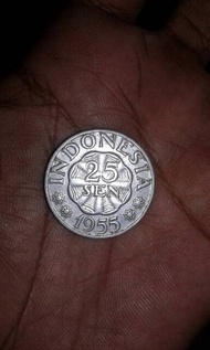 jual uang koin kuno 25 sen tahun 1955 asli