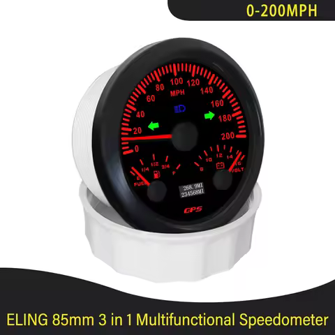 85mm 3in1 Multifunctional Gauge 0-120km/h 0-200MPH GPS Speedometer with Fuel Level Voltmeter 7 Color