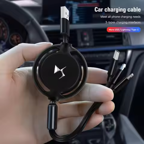 Car Interior 3 In 1 Micro USB Type C Fast Charging Cable For DS SPIRIT DS3 DS4S DS5 5LS DS6 DS7 DS9 