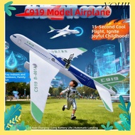 YOHII C919 Passenger Plane Model, USB Rechargeable 34*36*7.5cm Electric Foam Hand Thrown Plane,  3 C