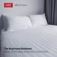 E&amp;Q Hotel 3CM Dobby Stripe Fitted Bedsheet Plain White / Cadar Hotel Warna Putih / Katil Tilam Putih / Queen King /
