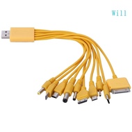 Will Yellow USB Cable Multi Charging Cable for Multiple Devices USB Connectors