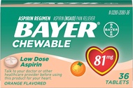 Aspirin Regimen Bayer 81mg Chewable Tablets, #1 Doctor Recommended Aspirin Brand, Pain Reliever, Ora