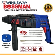 [FREE DRILL BIT+ CHISELS] BOSSMAN 900W BGBH-226 3 MODE ROTARY HAMMER SET [6 MONTHS WARRANTY]