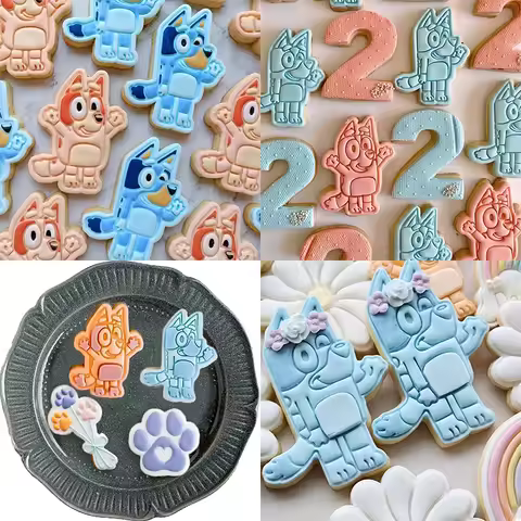 Bluey Children's DIY Biscuit Mold Anime Characters Male Female Birthday Cake Cookie Decoration Print