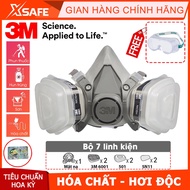 Mặt nạ phòng độc 3M 6200 bộ 7 món gồm mặt nạ 3M 6200 2 phin lọc 3M 6001 2 tấm lọc bụi 3M 5N11 và nắp