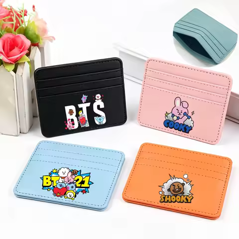 BT21 Card Holder Ins Kawaii Anime COOKY Premium Purse Three Card Slots Position Women Delicate Mini