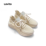 Lovito Sporty Sneakers Fly Woven Shoes Spring/summer White Sneakers for Women LFA83039 Lovito Sneake