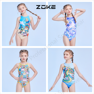 Zoke ชุดว่ายน้ำเด็กผู้หญิงสำหรับการแข่งชุดว่ายน้ำสำหรับวัยรุ่นชุดว่ายน้ำมืออาชีพพิมพ์ลายการ์ตูน