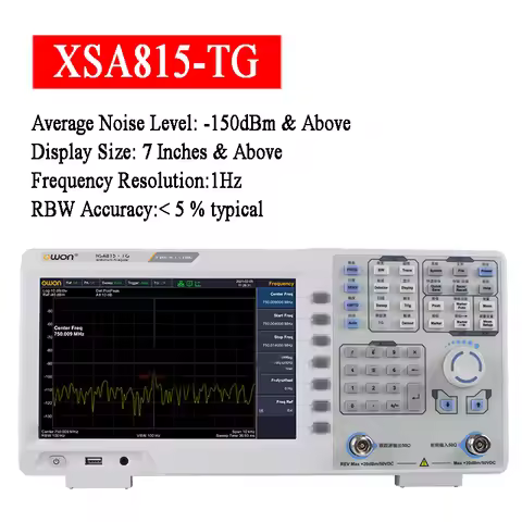 OWON XSA815-TG Digital Spectrum Analyzer 9 Inch LCD 1280x800 1Hz Resolution Bandwidth 9kHz to 1.5GHz