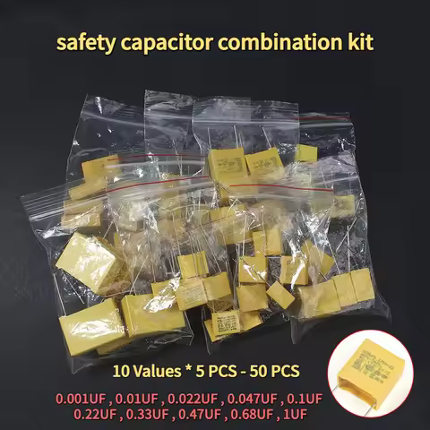 50PCS capacitor combination kit 102K~105K Polyester Film Capacitors Pack 275VAC X2 Capacitor Assorte