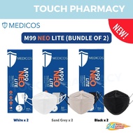(NEW ARRIVAL) MEDICOS M99 NEO LITE Respirator With HydroCharge Filter Face Mask [Bundle of 2] - Whit