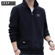 JEEP SPIRIT 1941 ESTD Men's Fleece Standing Neck Half Zip Hoodie