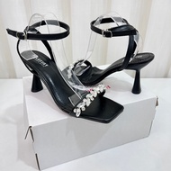 High heel sandals Cross-strap sandals with hand-stitched marble and leaves at the back X heel 7cm, h