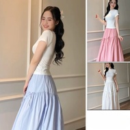 2-layer flared Maxi skirt, 90cm long, 40-65kg elastic waistband, lined in soft, easy-to-wear materia