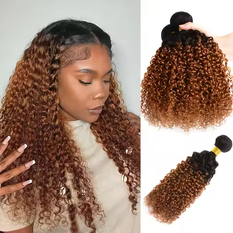 100% Brazilian Virgin Hair Ombre 1B 30 Kinky Curly Hair Bundles 12A Ombre Human Hair 1/3 Bundles Bla