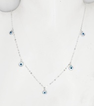 evil eye bead necklace 925 jewelry silver สร้อยคอลูกปัดตาชั่วร้าย 925 เครื่องประดับเงิน