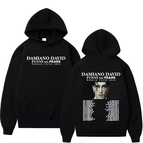 Funny Little Fears Album Damiano David World Tour 2025 Harajuku Hoodie Men Hip-hop Pullove Casual Lo