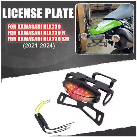 For Kawasaki KLX230 KLX230R KLX230SM 21-24 Motorcycle License Plate Holder Tail Light Turn signal Br