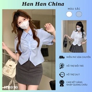 Lovely short-sleeved, fluttery shirt for women, Korean style, QC product (with real photos) - HH010