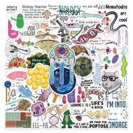 50pcs Biology Lab Graffiti Stickers Guitar Water Cup Notebook Skateboard Luggage Waterproof Decorati