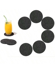12pcs Absorbent Felt Cup Coasters, 3.94 Inches (10 Cm) (Black Round), For Bar And Home,Back To Schoo