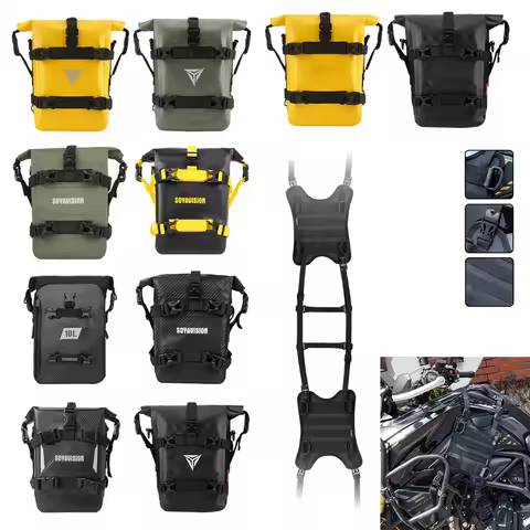 Universal Motorcycle Saddle Bag 8L/10L/12L Waterproof Frame Mount Motorcycle Bag Universal Fuel Tank