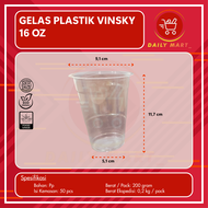 Gelas plastik 12oz 14oz 16oz Isi 50pcs / Cup Oz Datar Bening 12 oz 14 oz 16 oz / Gelas Pop Ice Vins