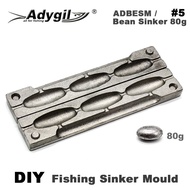 Adygil DIY Fishing Bean Sinker Mold ADBESM/#5 Bean Sinker 80g 3 Cavities