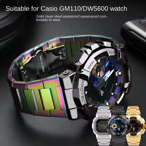 small gun metal Men Watchband For Casio GM-110 GA-110 GM-110GB Strap GSHOCK DW5600 stainless steel w