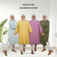 4885 Amoree Plus Size Warm Warna Tanglung Besar Bindik Baju 2XL-5XL Daily Button Embroidery Long Blouse Muslimah