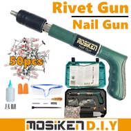 [HOT SHJKGKLC 104] (Free 50 Nails) Mosiken Manual Steel Nails Gun Concrete Rivet Tool Steel Rivet Gun Tufting Gun Wall Wire Puncher Dinding