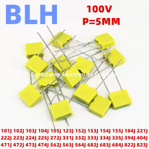 20PCS 5MM Correction capacitor Polypropylene Safety Plastic Film 100V P5 225J 2.2UF 272J 2.7NF 331J 