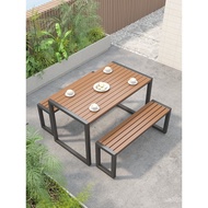 Meja dan Kerusi Gabungan Taman Teduhan Seni Besi Leisure Meja dan Kerusi Luaran Meja Makan Mudah dan