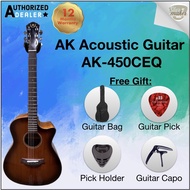 A&K Acoustic Guitar AK-450 CEQ with Pick Up, Bundle with Guitar Bag ,Pick,Capo and Pick Holder