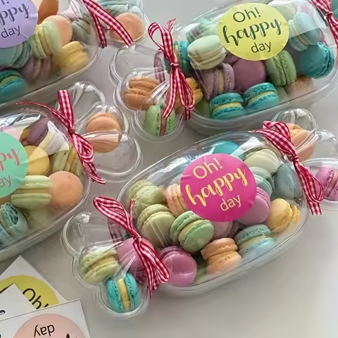 Candy Shaped Cake Box with Lid Airtight Plastic Dessert Container for Fruit Tiramisu Party Favors Ki