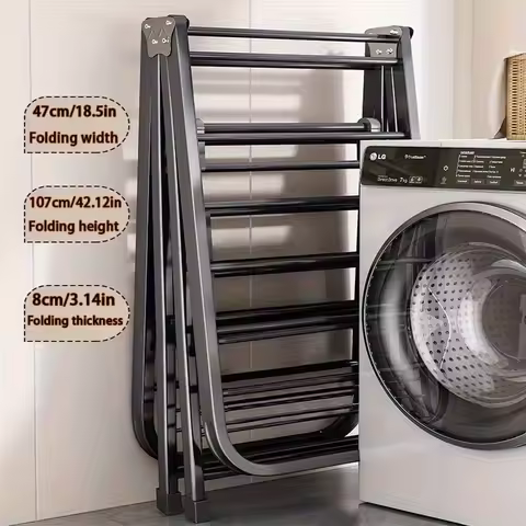 Folding Floor-Standing Home Balcony Clothes Drying Rack, Indoor Clothes Hanger, Outdoor Bedding Dryi